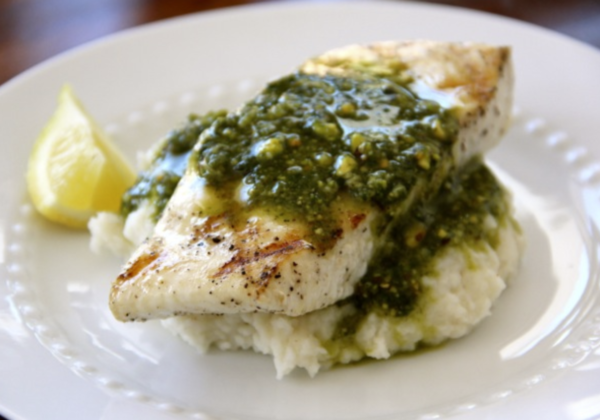 Halibut with Pistachio Pesto